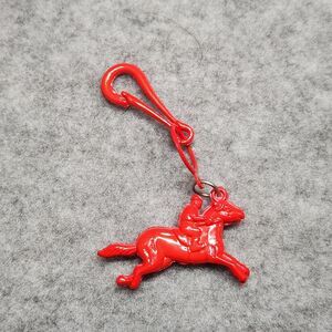 Vintage 1980s Plastic Bell Charm Racing Horse with Jockey For 80s Necklace